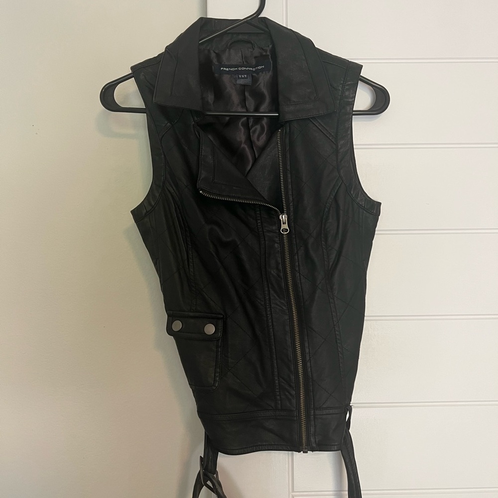 Faux leather vest